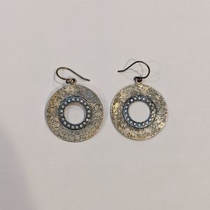 Pounded Metal Circular Bronze Earrings